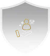 Hand supporting a client
